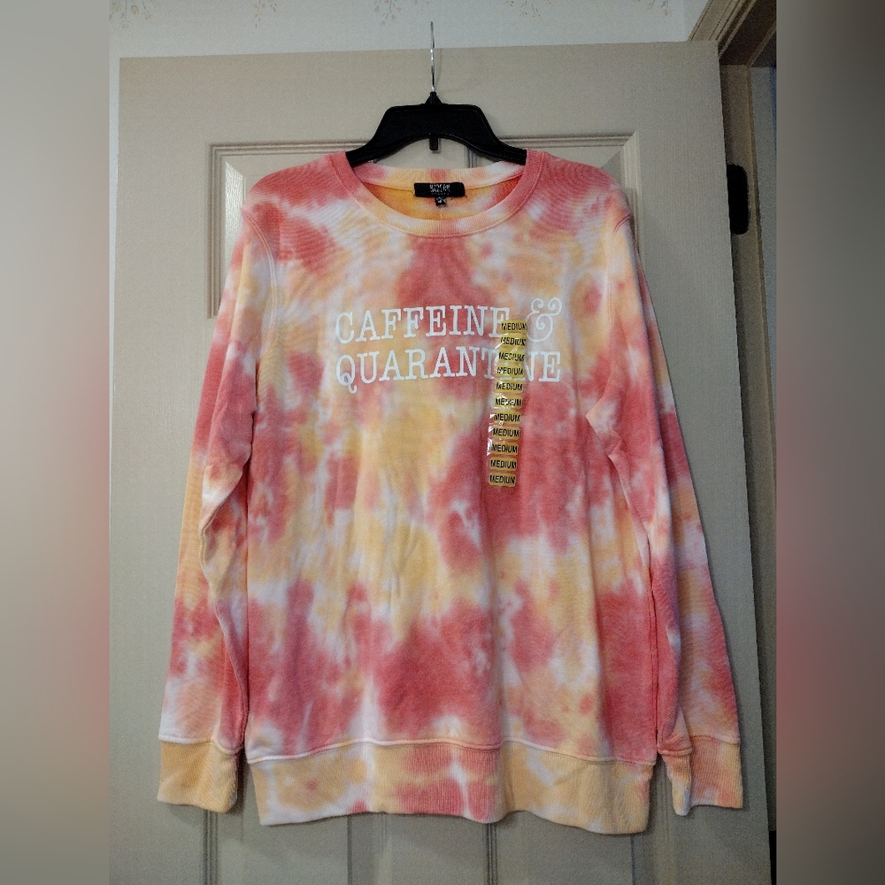 Modern Canvas Pink and Orange Tie-Dye Caffeine & Quarantine Sweatshirt